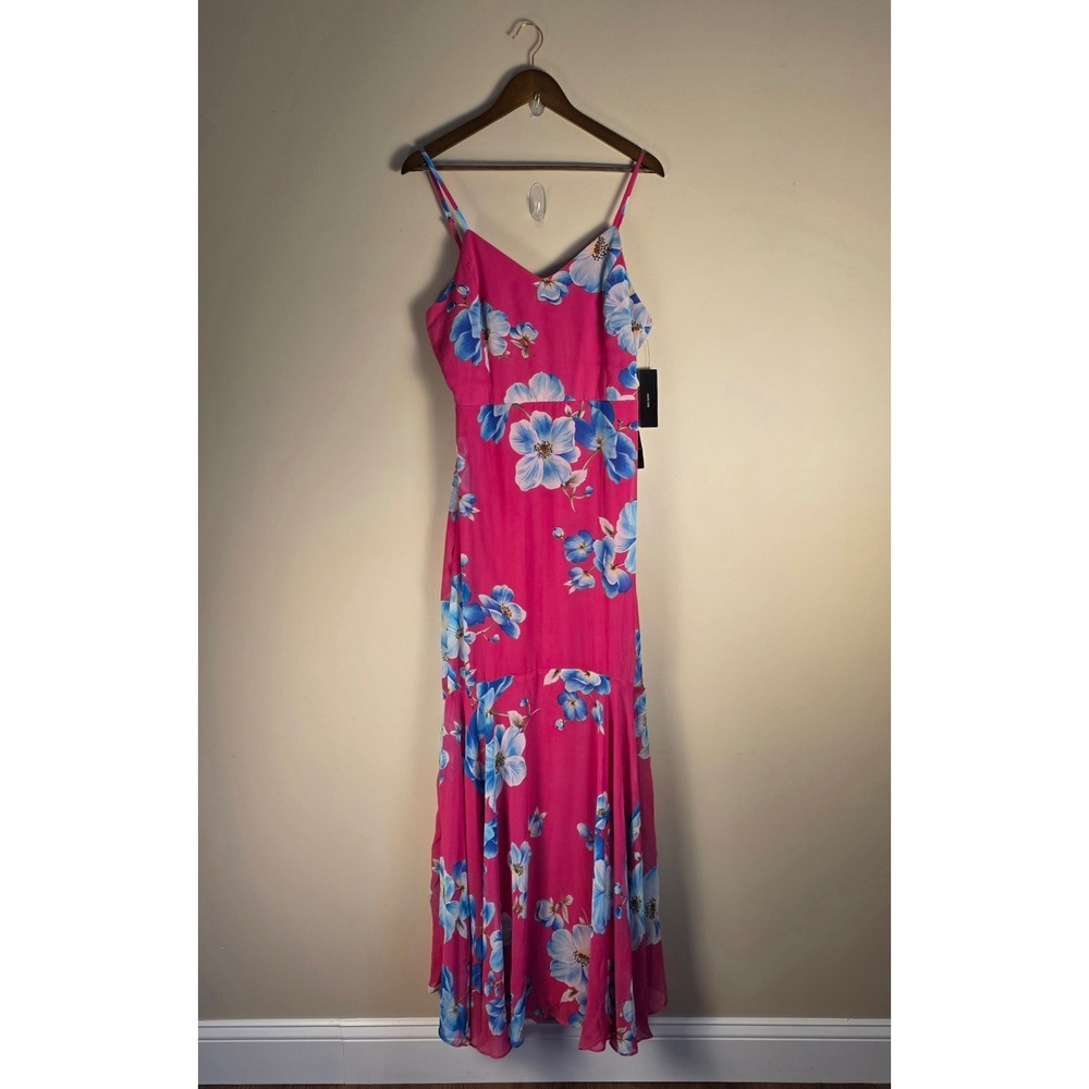 Lulus Maxi Dress Womens XL Pink Floral Print V-Neck Adjustable Straps NEW - Picture 2 of 11